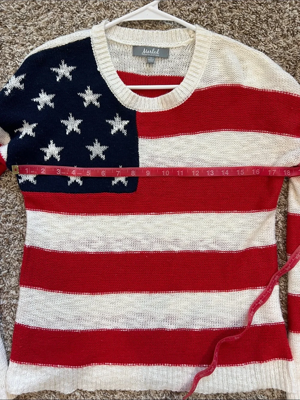 Merled USA Flag Knit Sweater - Red, White & Navy- super soft sz Small - Picture 8 of 9